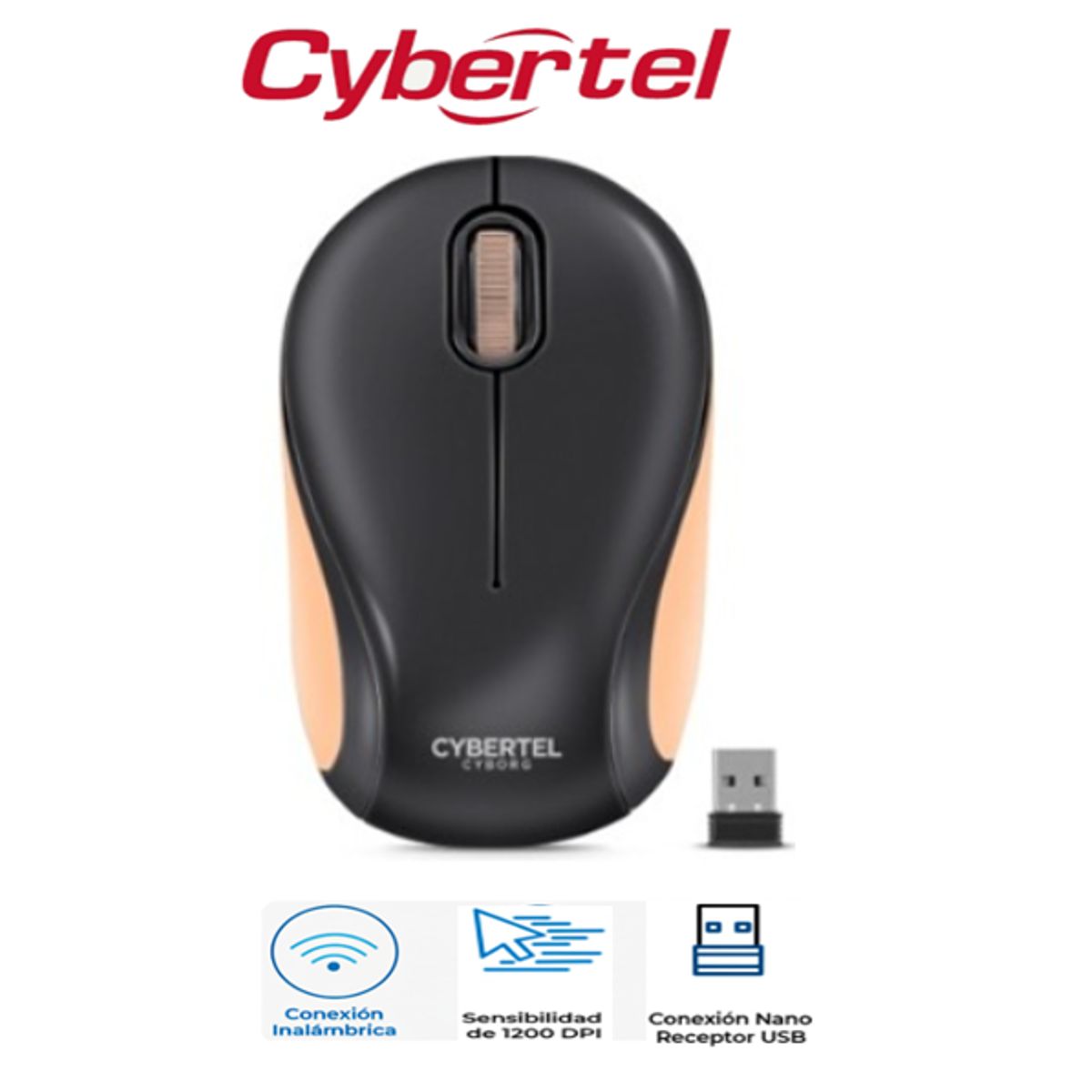 CYBERTEL - Mouse Optico Inalambrico CYBORG PEACH CYB M318 WIFI CYBERTEL