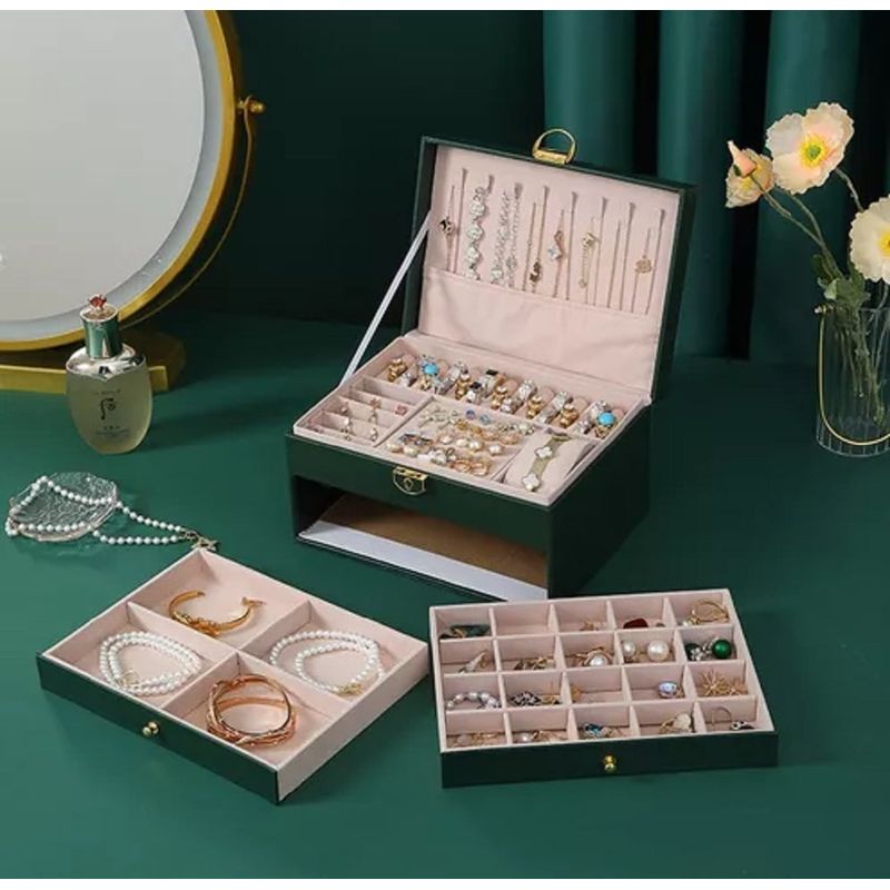 GENERICO - Joyero Grande de Tres Capas, Organizador de Joyas de 3 Niveles