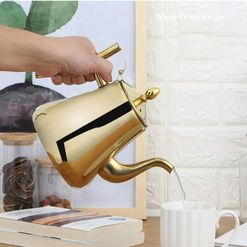 GENERICO - Tetera dorada de acero 2 Litros