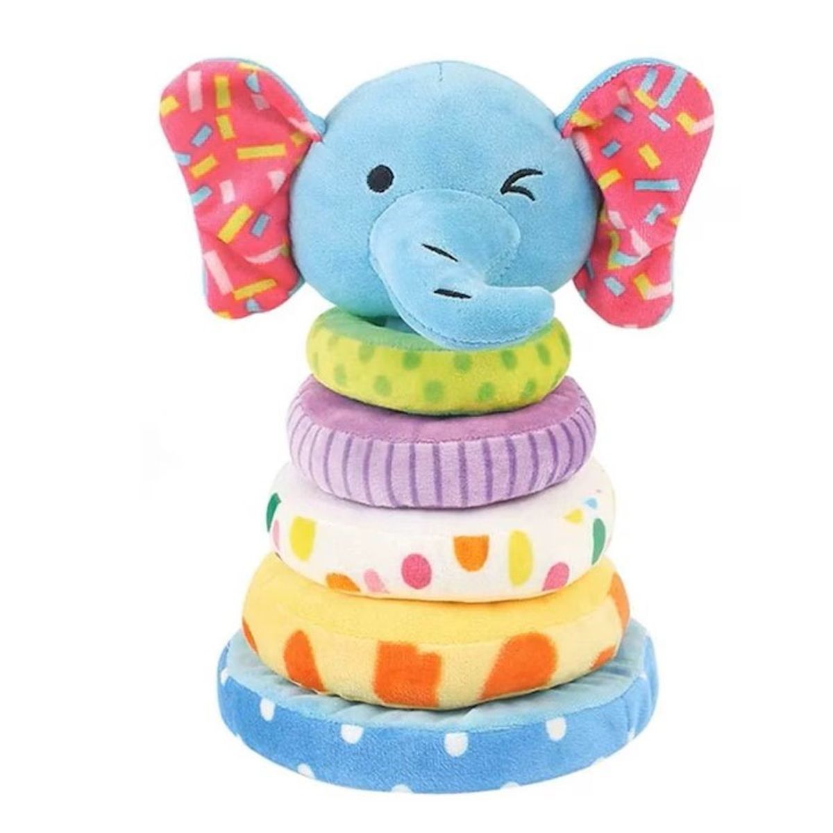 GENERICO - Juguete de bebé de peluche con forma de elefante y anillos