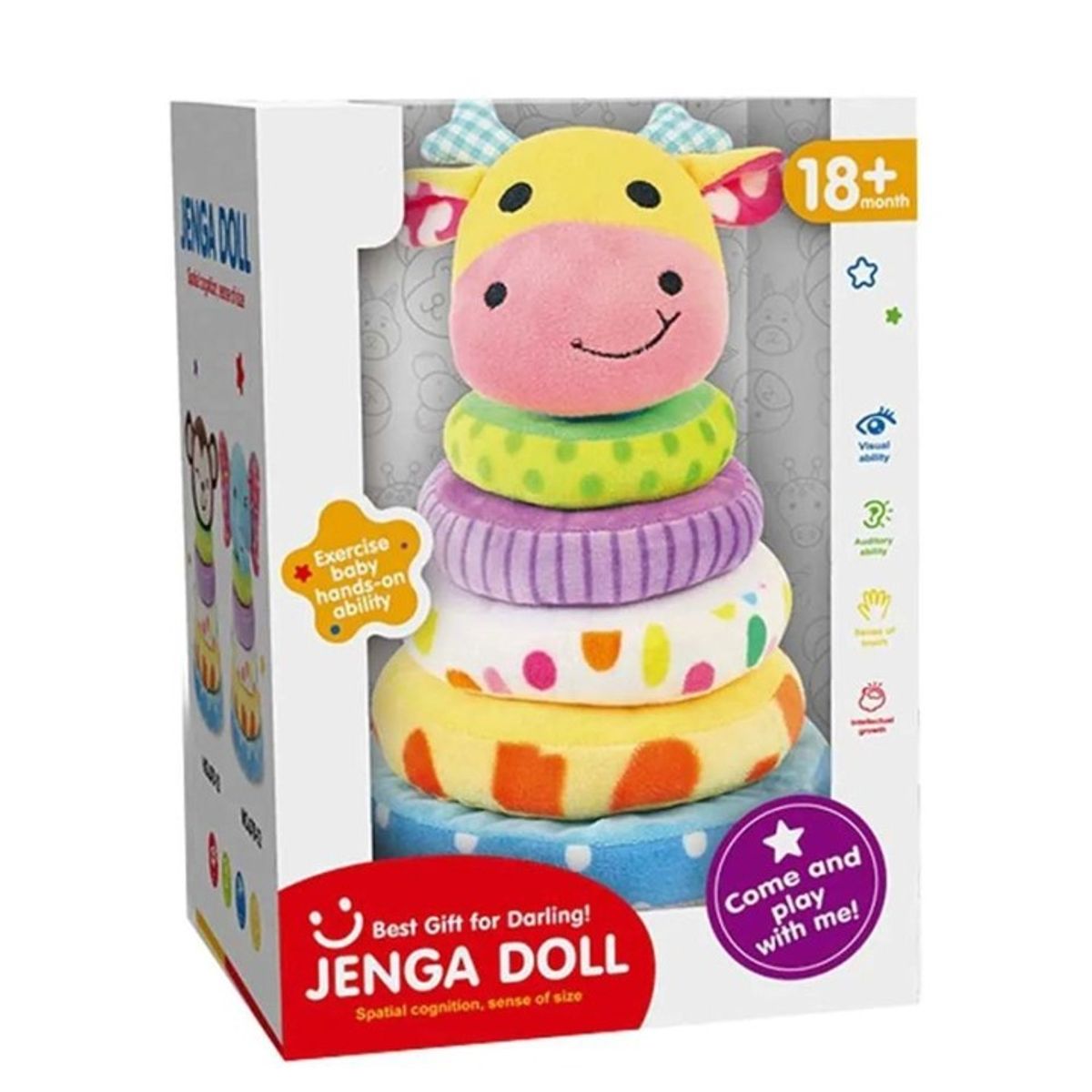 GENERICO - Juguete de bebé de peluche con forma de Jirafay anillos