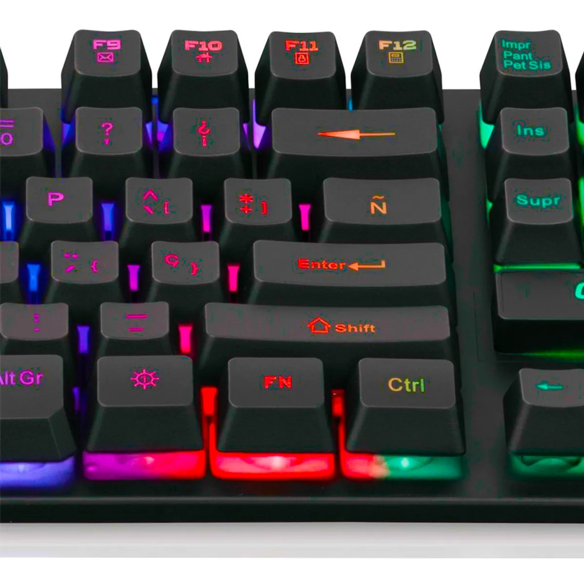 CYBERTEL - Teclado Gamer RGB LED Rainbow USB  Español  Anti Ghosting  Oferta