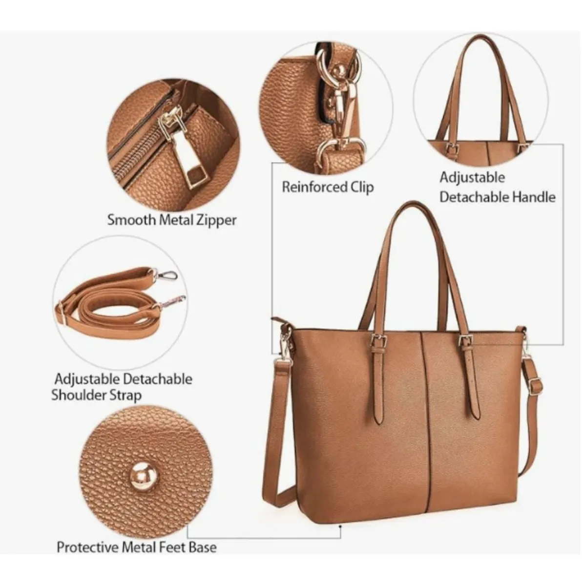 GENERICO - Bolso grande de cuero PU para oficina estudiantes moda ELITE