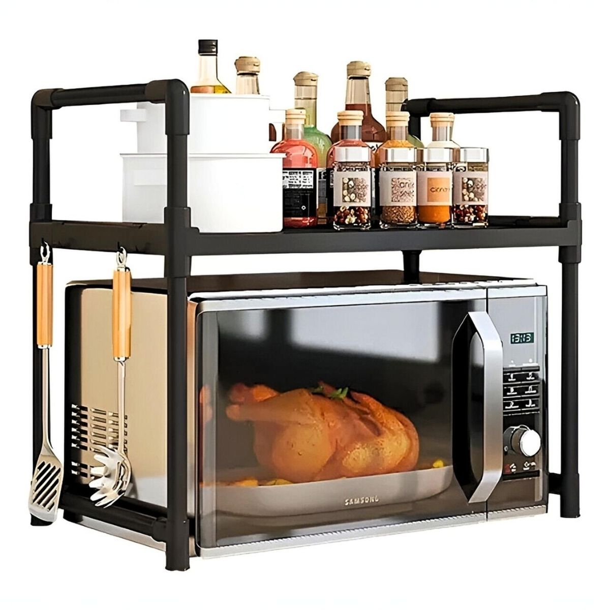 MINARI - Soporte Organizador de Microondas Negro 340E