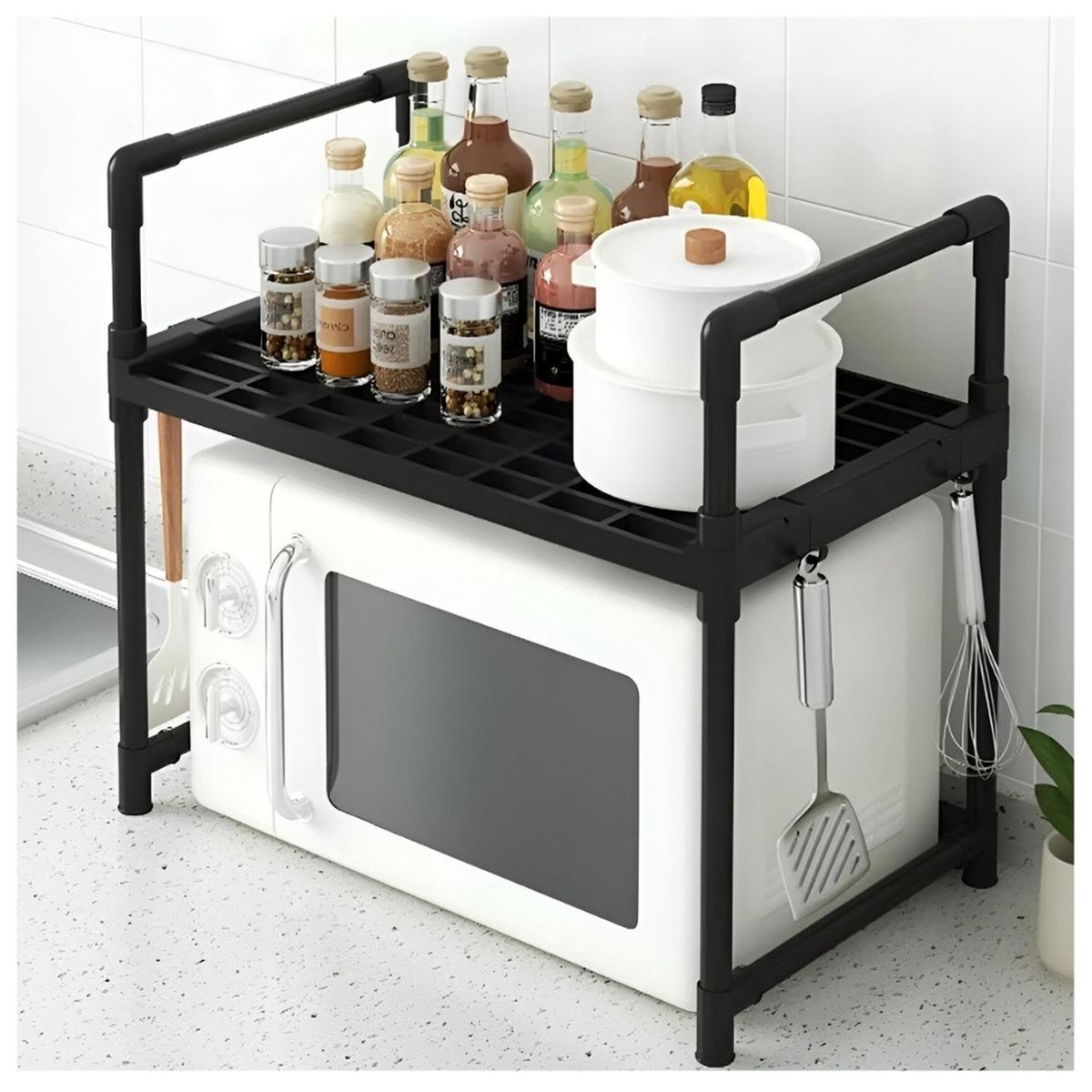 MINARI - Soporte Organizador de Microondas Negro 340E