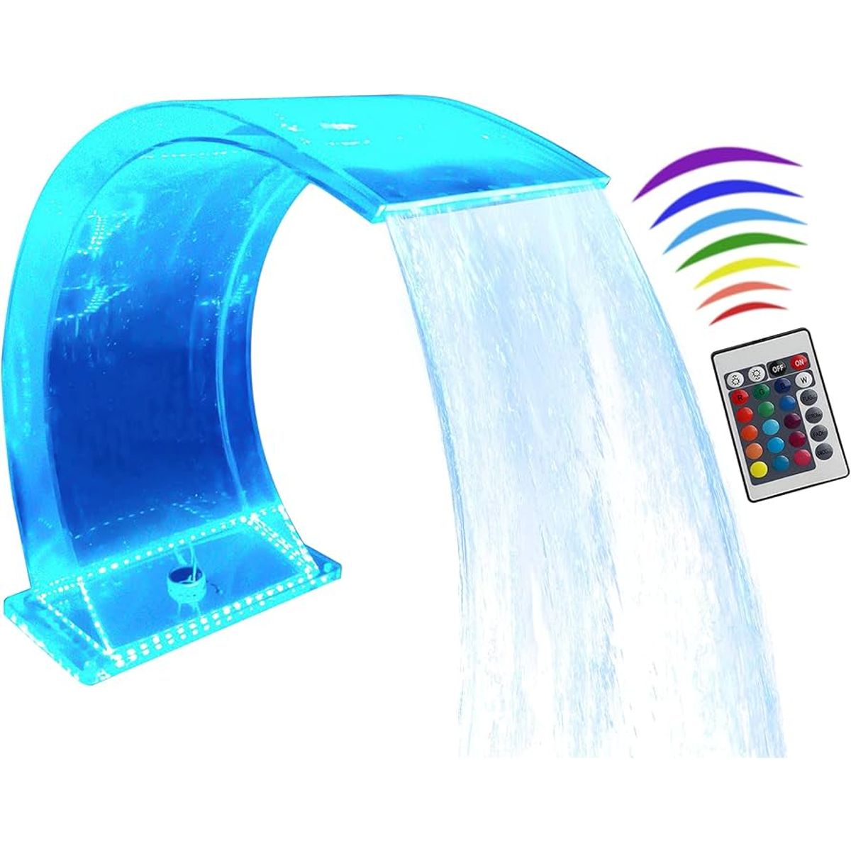 GENERICO - Cascada de Agua Acrilica a Control Remoto para Piscinas 60 x 30 cm