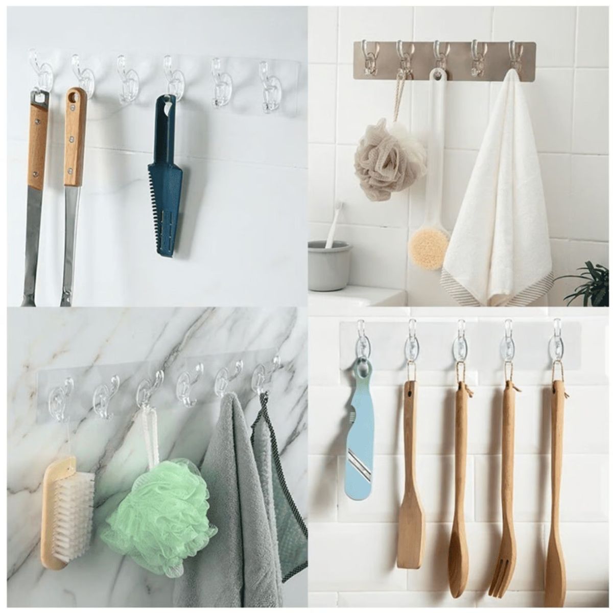 GENERICO - Perchero Adhesivo Colgador para Pared 6 Ganchos