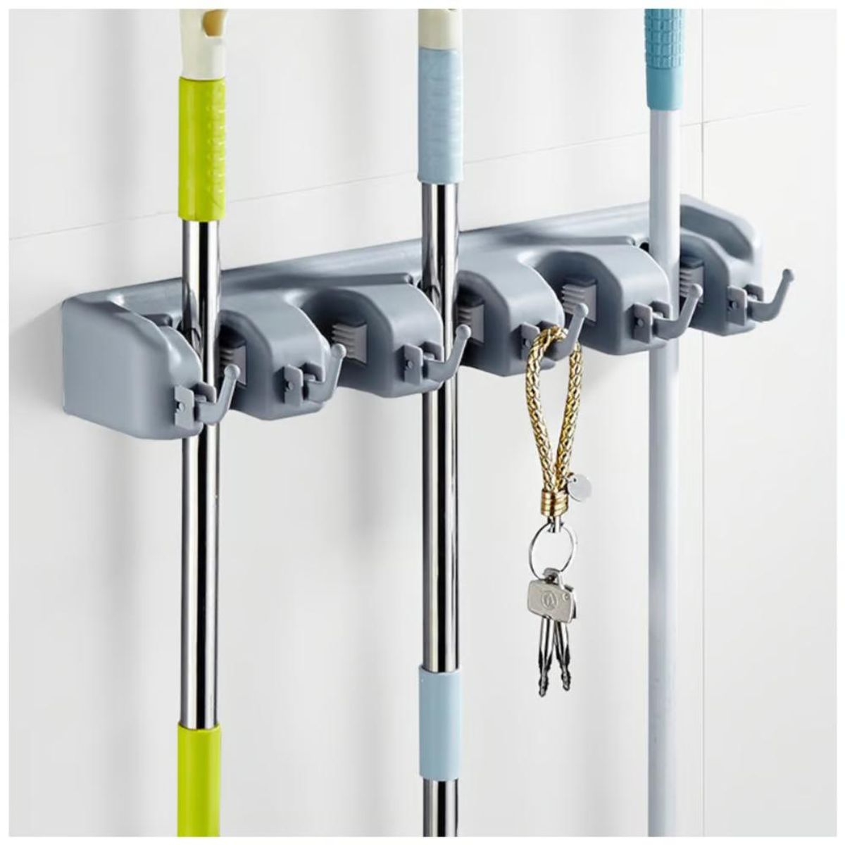 GENERICO - Organizador De Escobas Pl18V Con Ganchos Plegables Y Resistente