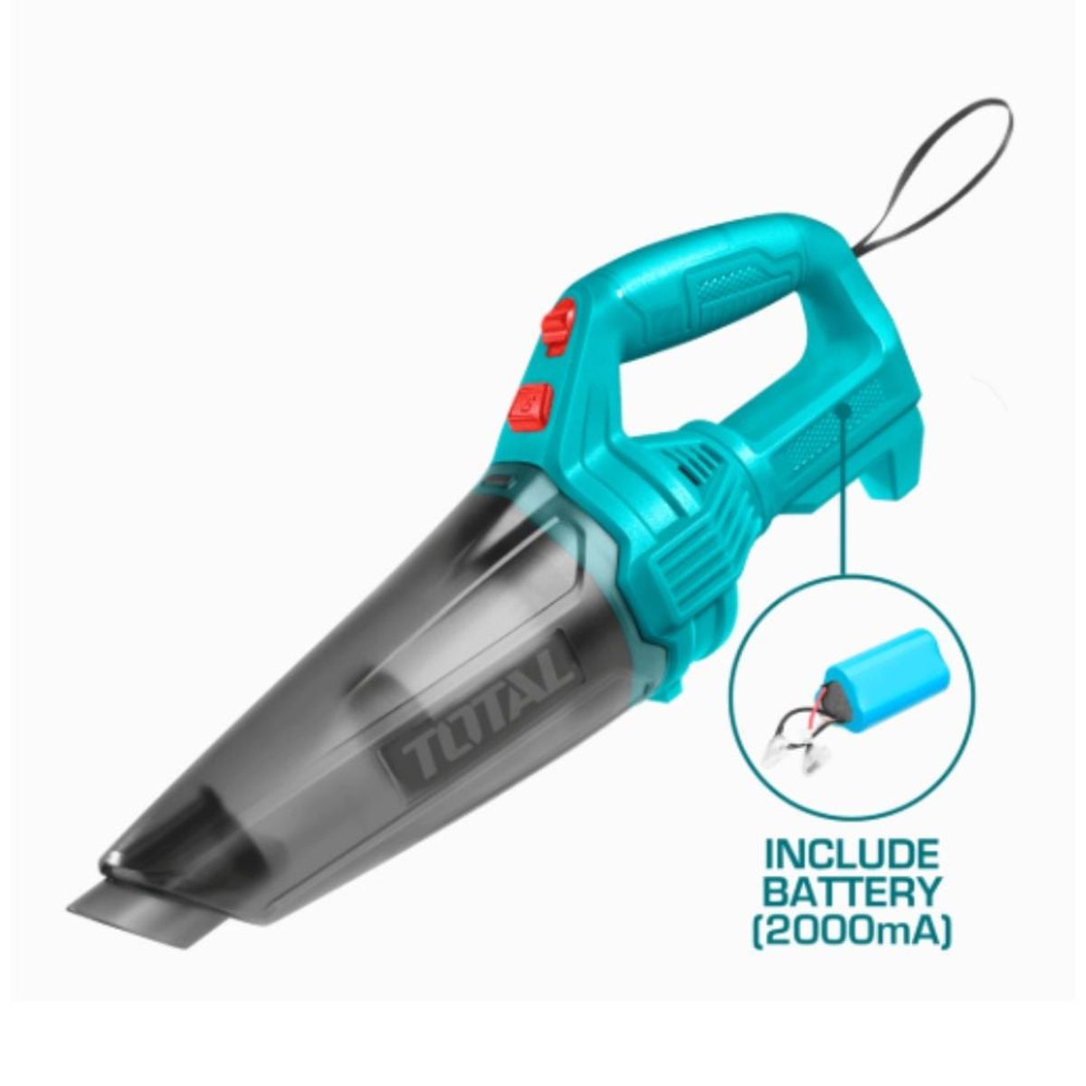TOTAL TOOLS - ASPIRADORA 05L 12V 7KPA BATERIA ISR18650-2000MAH USB C 5V - TVLI2026