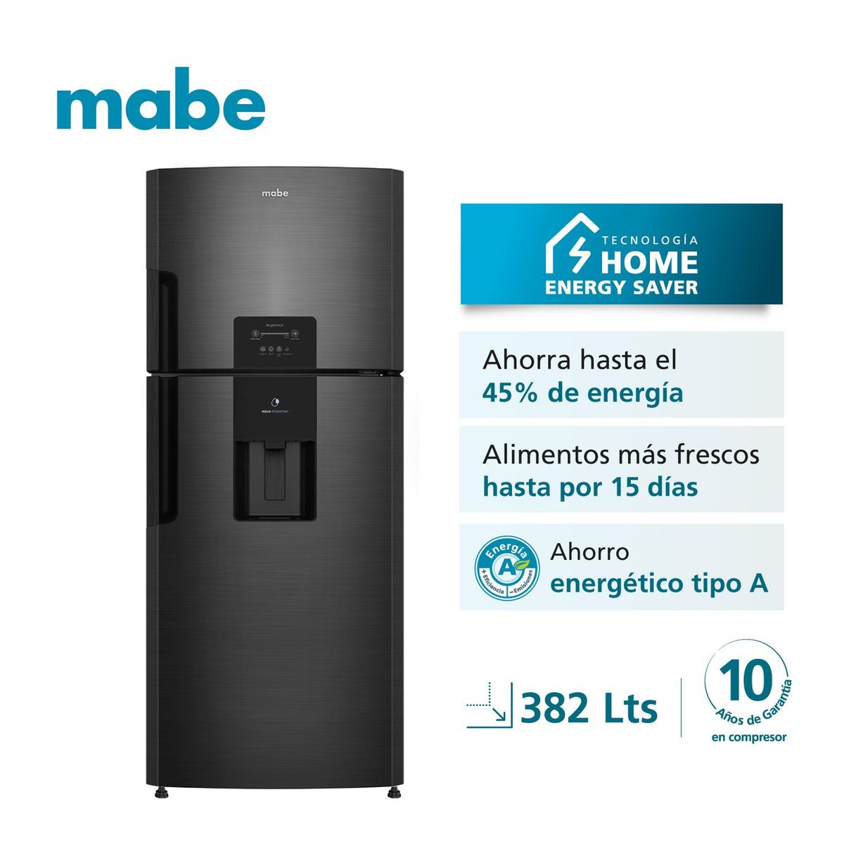 MABE - Refrigeradora No Frost 382L Netos Black Steel Mabe RMP415ZPC