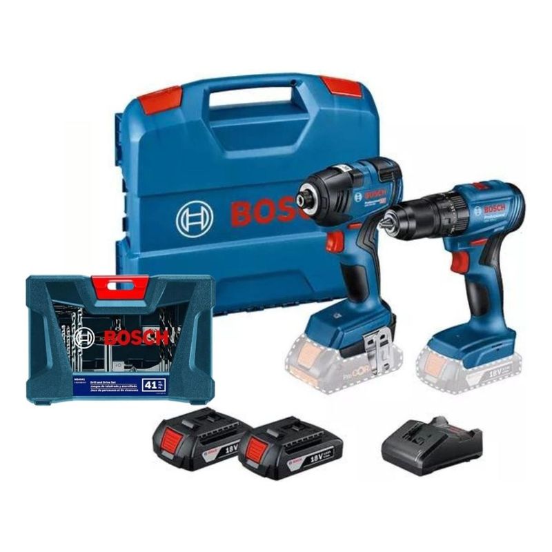 BOSCH - Taladro Percutor GSB 185 200 + Impacto GDR 18V-200 + Set 41