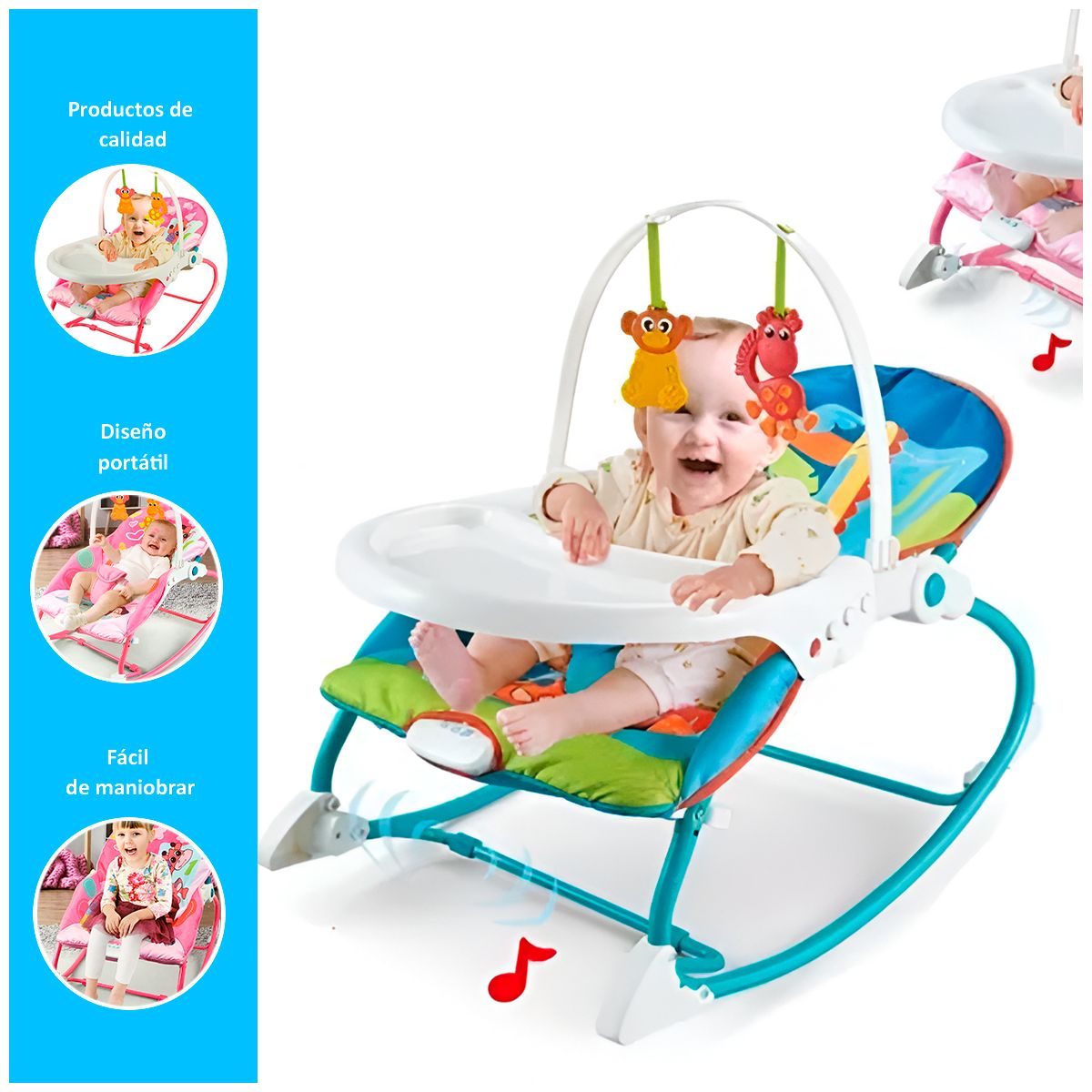 GENERICO - Silla Vibra Mecedora Bebe Rosada