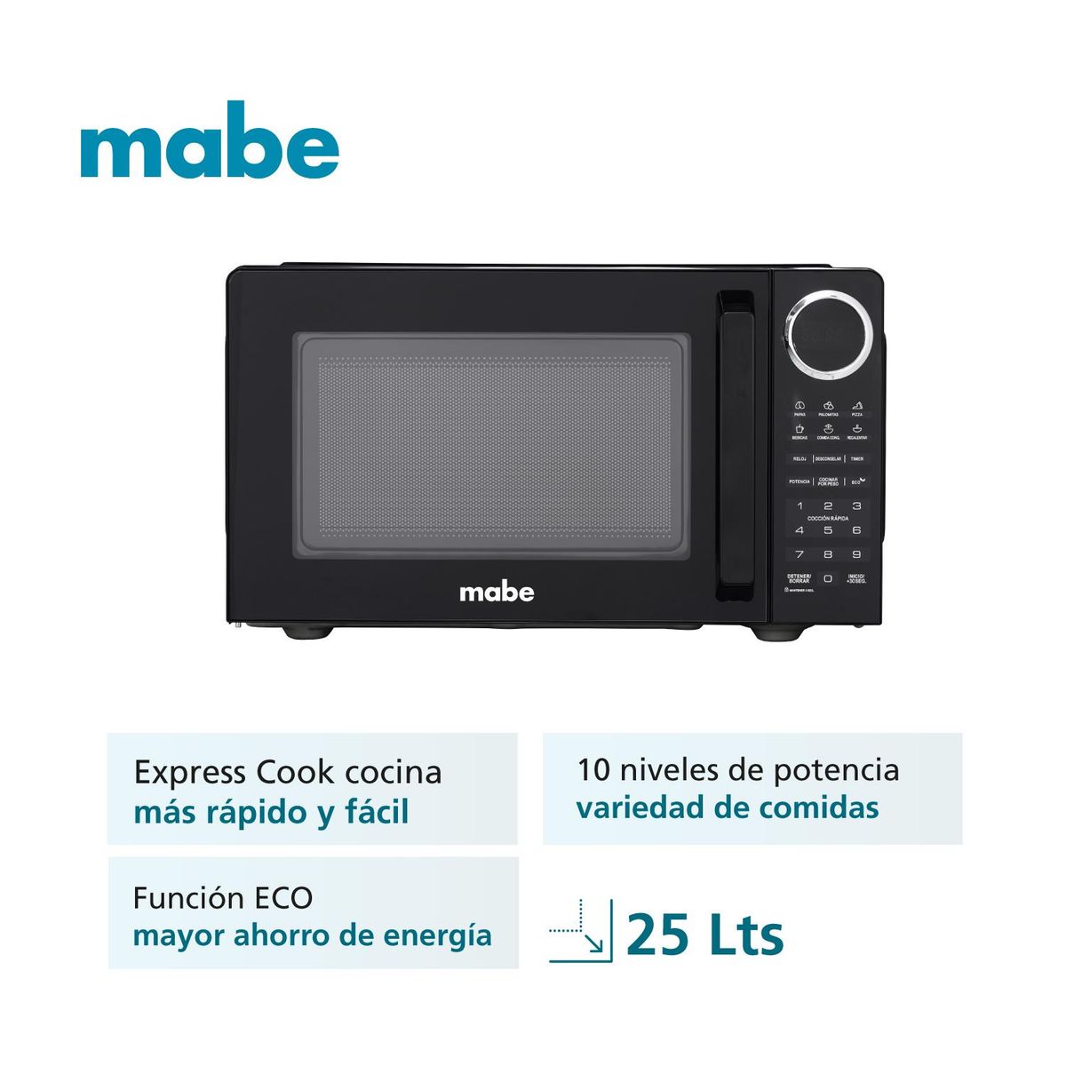 MABE - Horno Microondas 25L Negro Mabe HMM09PNJ