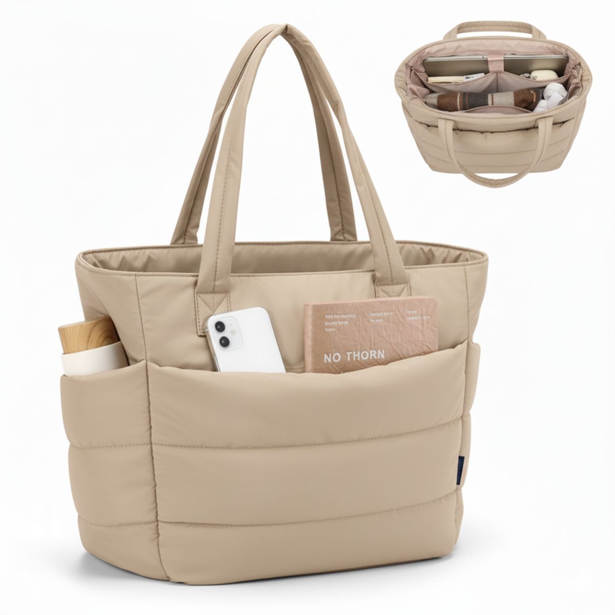 GENERICO - BOLSO PUFFER - TIPO TOTE BAG PARA DAMA PORTALAPTOP