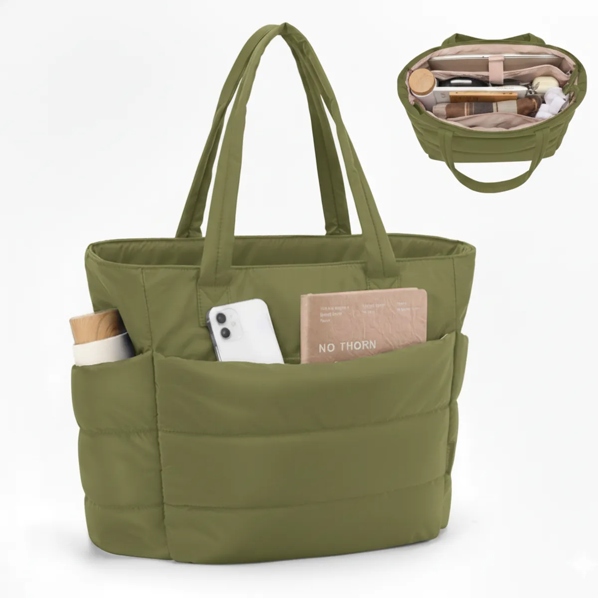 GENERICO - BOLSO PUFFER - TIPO TOTE BAG PARA DAMA PORTALAPTOP