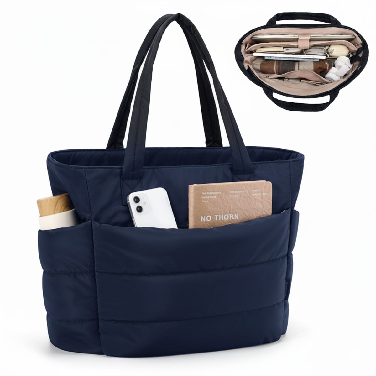 GENERICO - BOLSO PUFFER - TIPO TOTE BAG PARA DAMA PORTALAPTOP