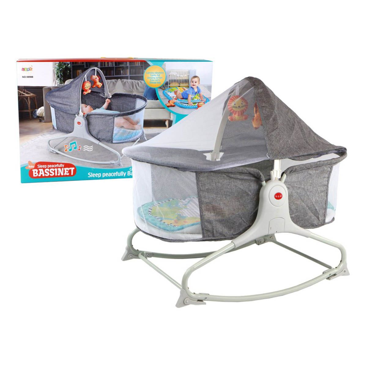 GENERICO - Cuna Bebe Mecedora C Sonido Y Movimiento Mosquitero