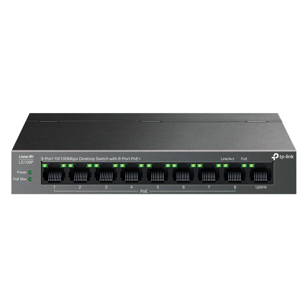 TP LINK - TP-LINK LS109P Switch PoE 8 Puertos 10/100 1Uplink 65W