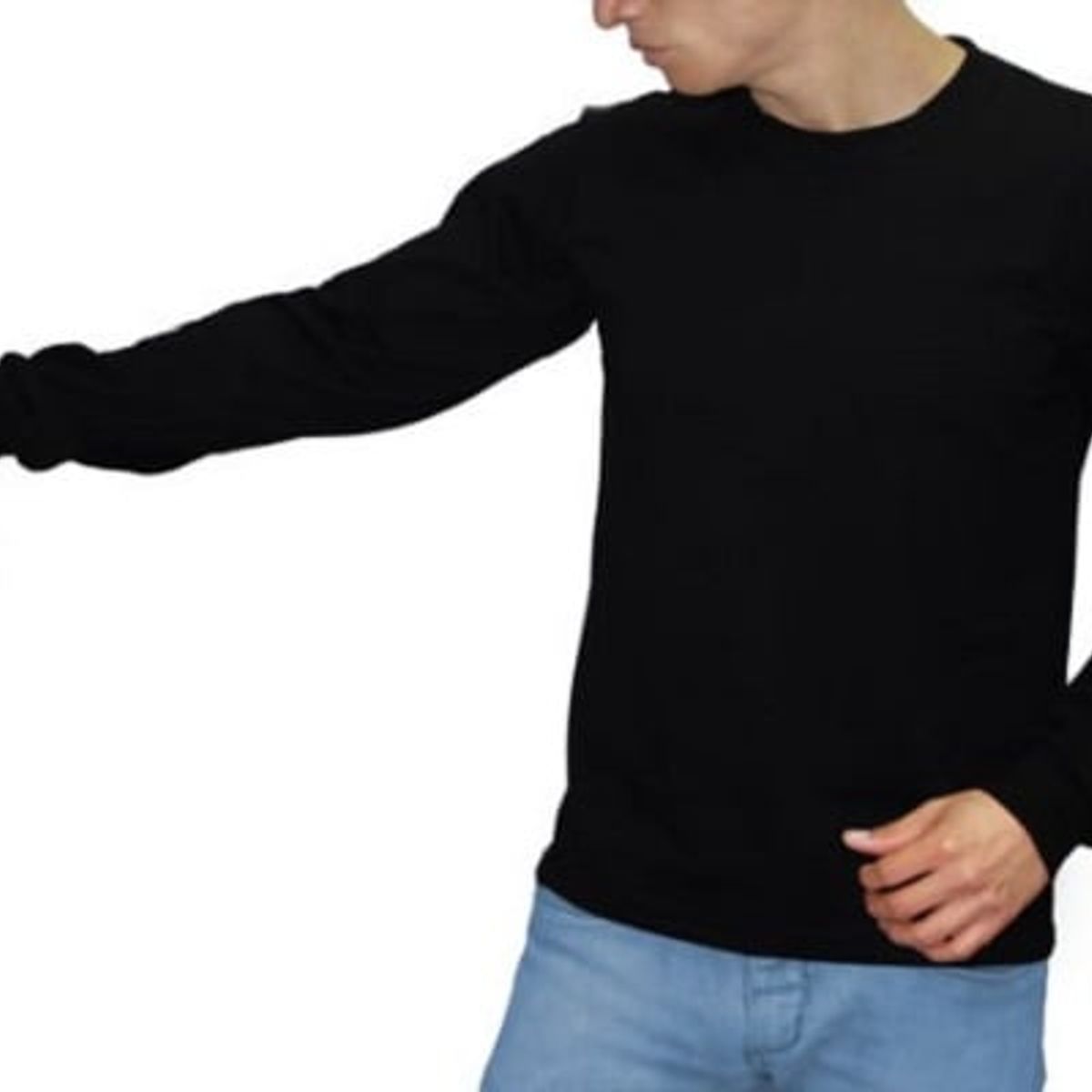 GENERICO - POLO CUELLO REDONDO MANGA LARGA NEGRO