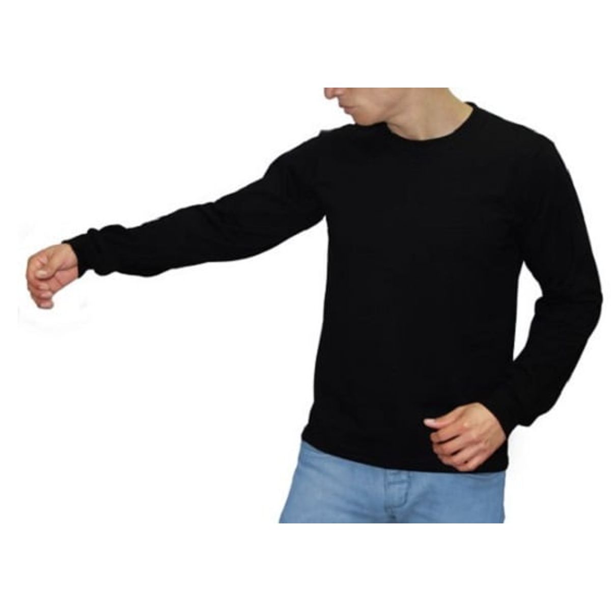 GENERICO - POLO CUELLO REDONDO MANGA LARGA NEGRO