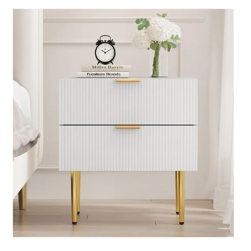 TU MESITA - MESA DE NOCHE ANDREA MODERNA 2 CAJONES COLOR BLANCO TU MESITA