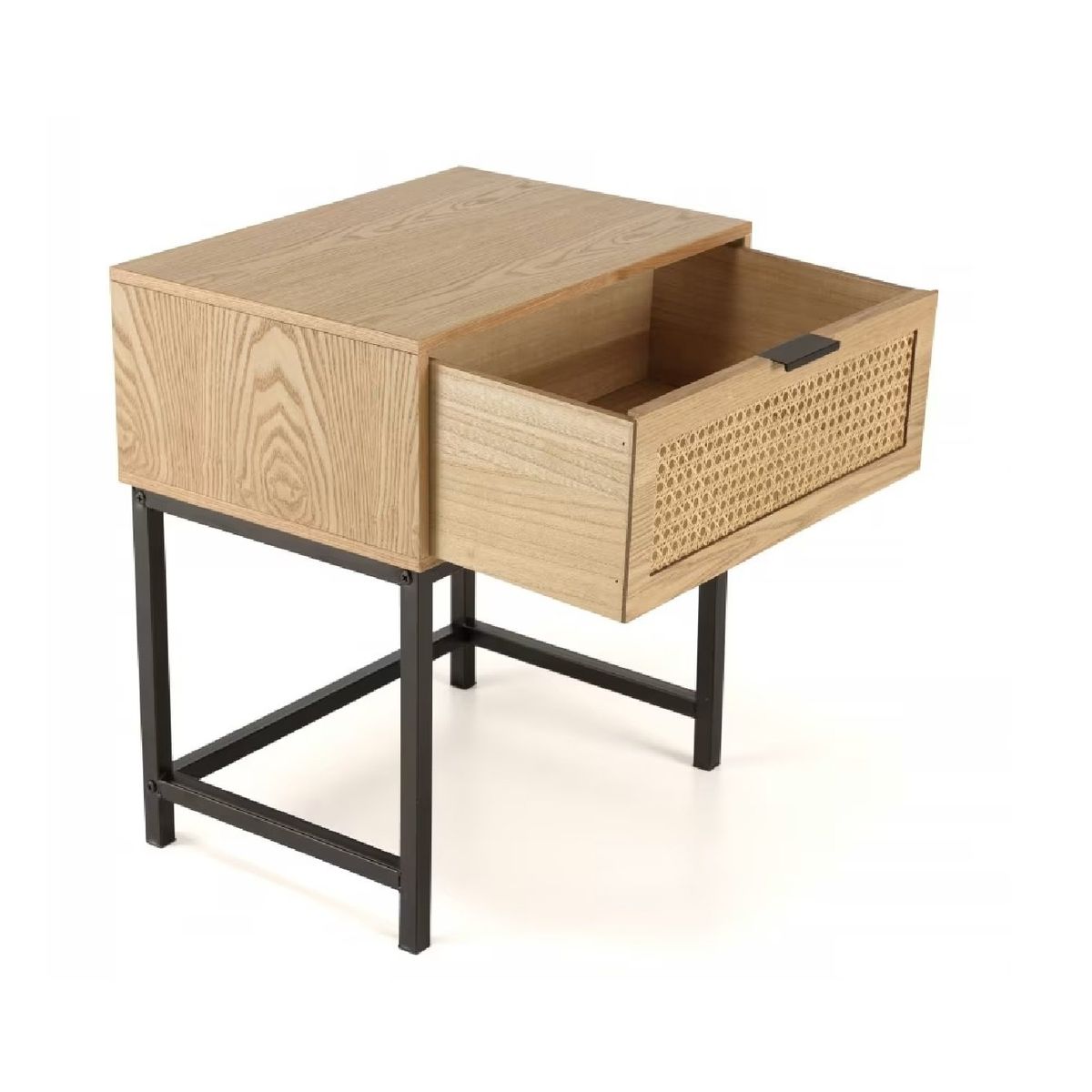 TU MESITA - MESA DE NOCHE BORGIAS CON REJILLA EN RATAN COLOR ROVERE 1 CAJON TU MESITA