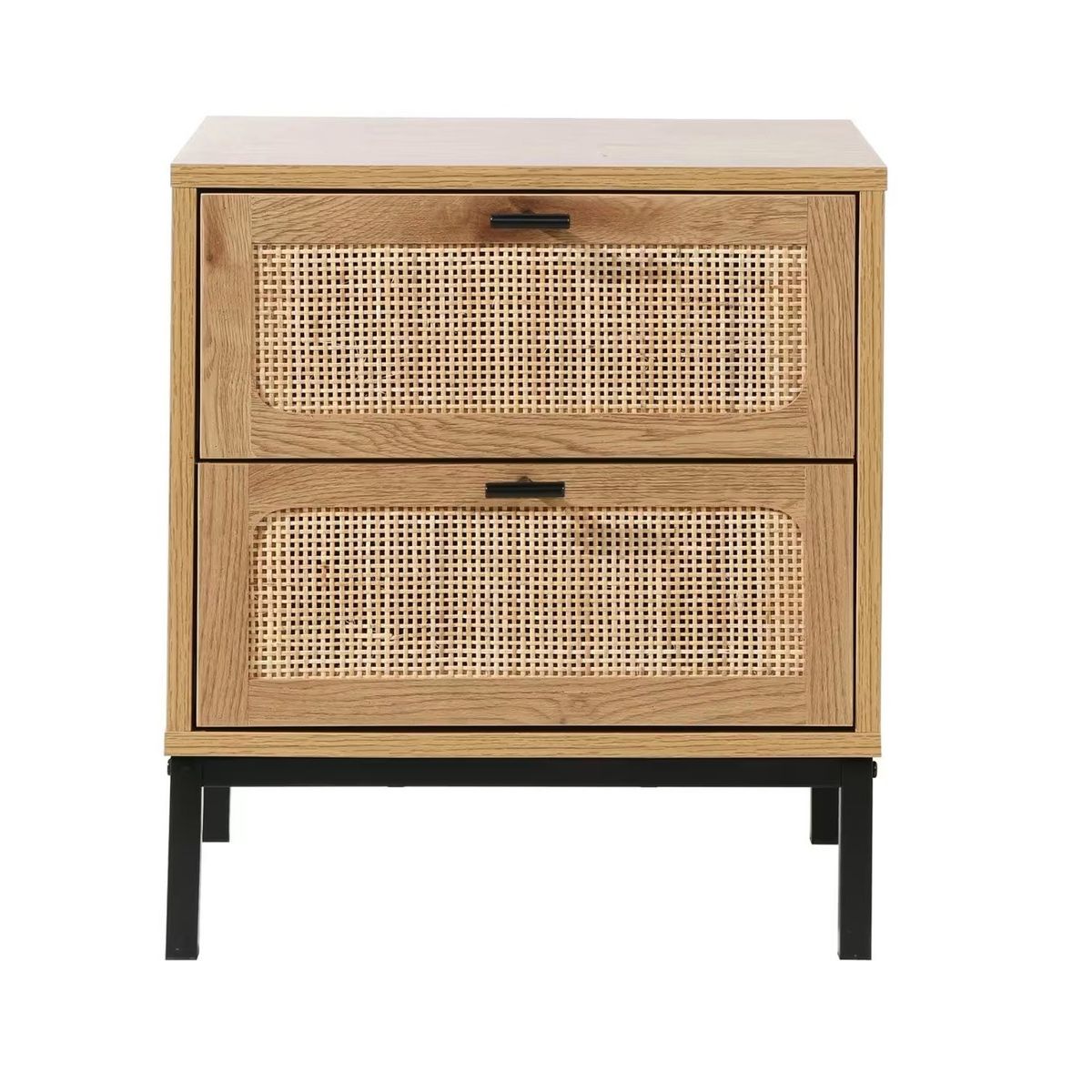 TU MESITA - MESA DE NOCHE BORGIAS CON REJILLA RATAN COLOR ROVERE 2 CAJONES TU MESITA