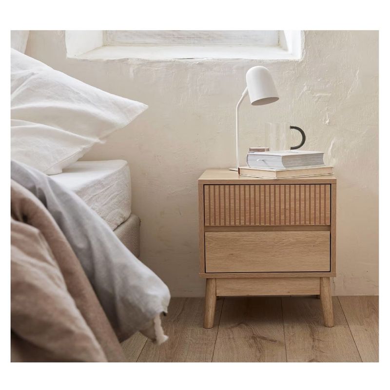 TU MESITA - VELADOR MESA DE NOCHE ITALO COLOR DUNA 2 CAJONES TU MESITA