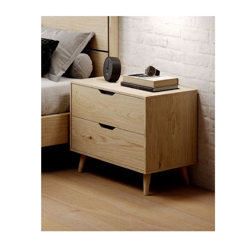 TU MESITA - VELADOR MESA DE NOCHE MODERNO ACUARIUS COLOR DUNA 2 CAJONES TU MESITA