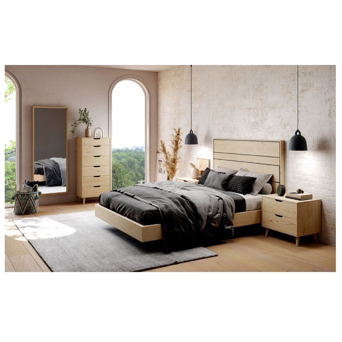 TU MESITA - VELADOR MESA DE NOCHE MODERNO ACUARIUS COLOR DUNA 2 CAJONES TU MESITA