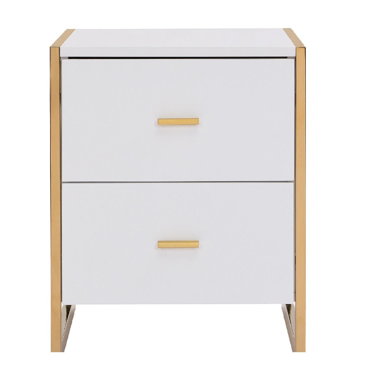 TU MESITA - VELADOR MESA DE NOCHE ELEGANTE MURCIA COLOR BlANCODORADO 2 CAJONES TU MESITA