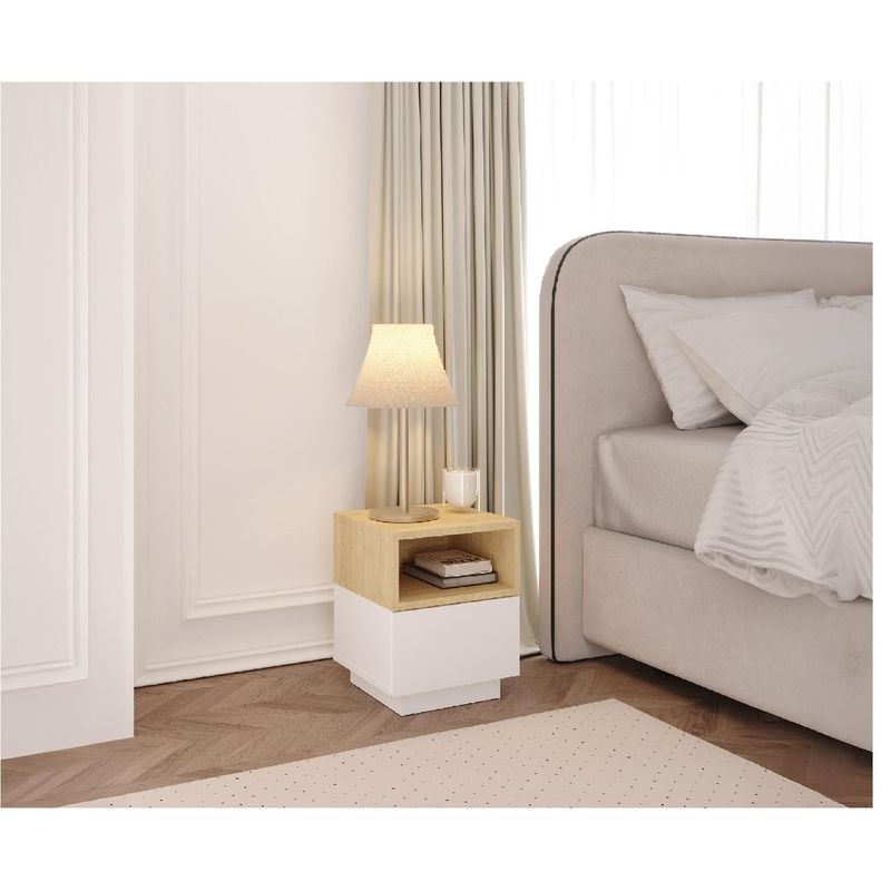 TU MESITA - MESA DE NOCHE MODERNA COLAN COLOR BlANCODUNA  1 CAJON TU MESITA