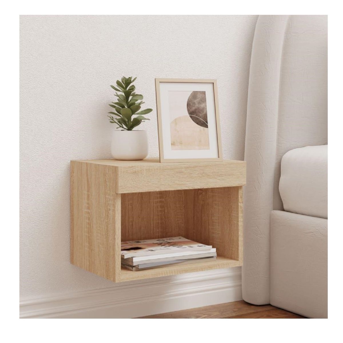 TU MESITA - VELADOR CLASICO FLOTANTE MAGGY LUZ LED COLOR DUNA 1 CAJON TU MESITA