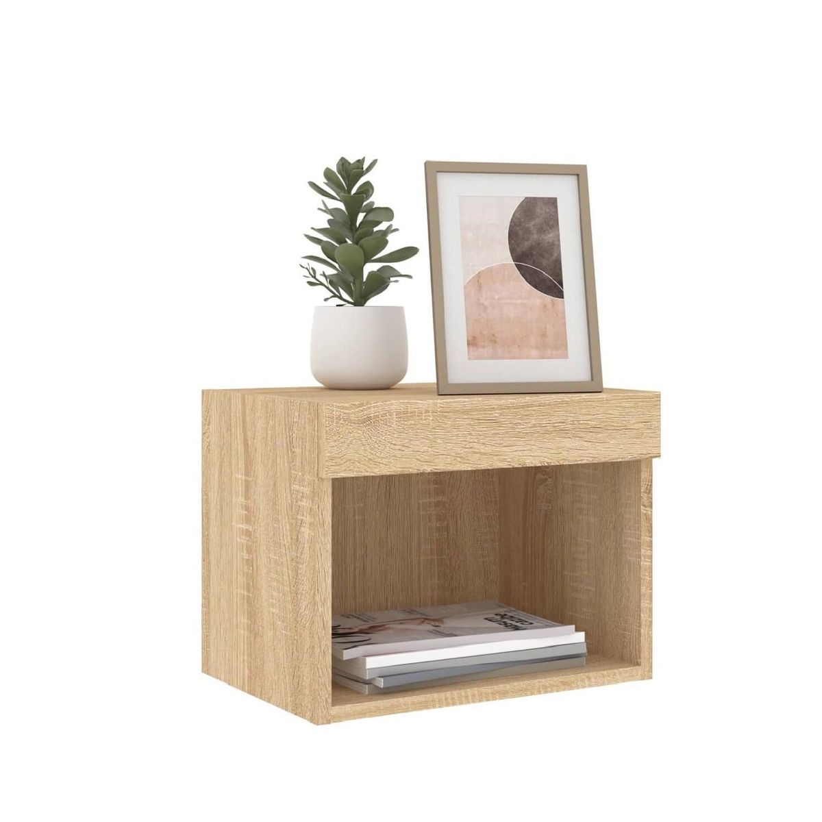 TU MESITA - VELADOR CLASICO FLOTANTE MAGGY LUZ LED COLOR DUNA 1 CAJON TU MESITA