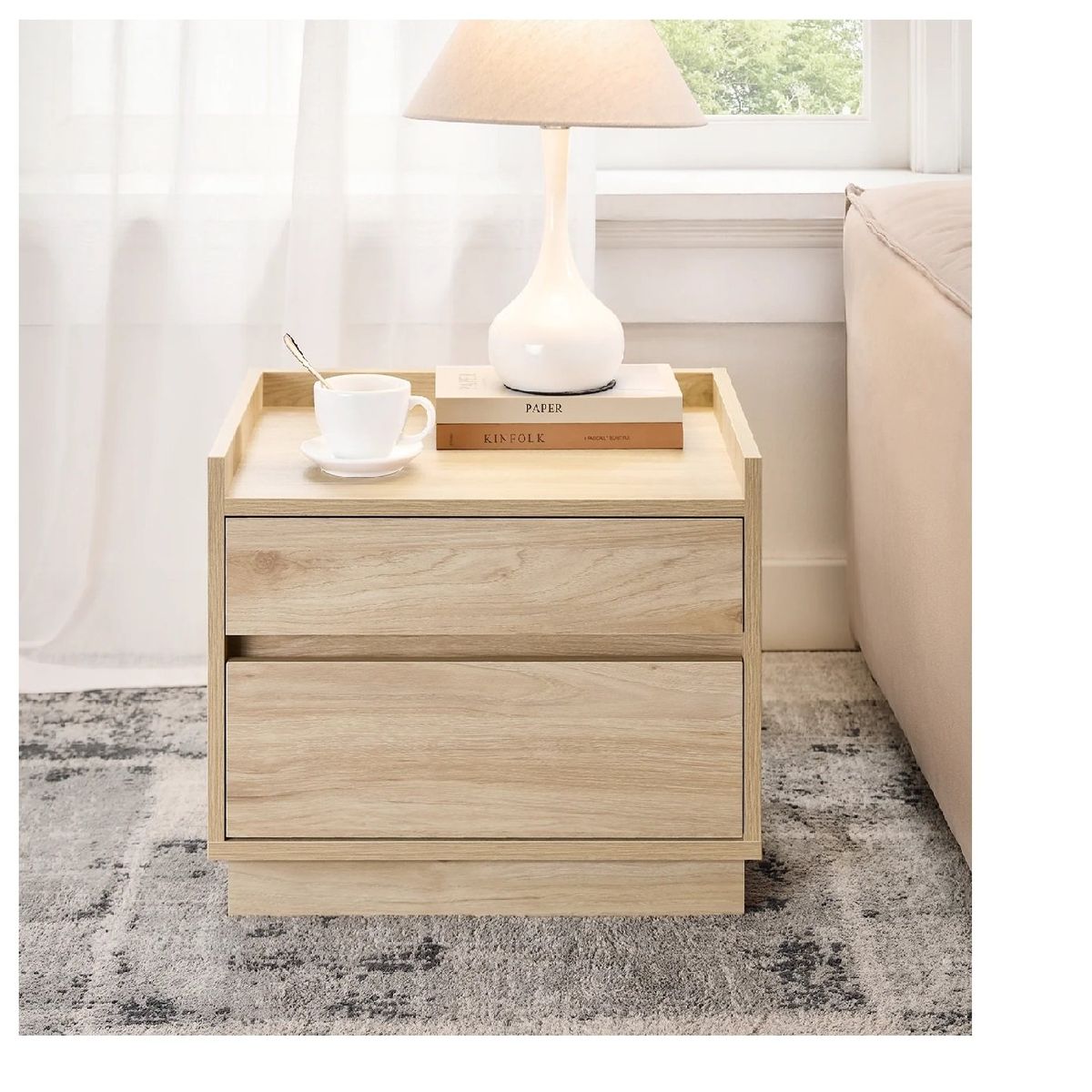 TU MESITA - MESA DE NOCHE VELADOR ARTURO COLOR DUNA 2 CAJONES TU MESITA