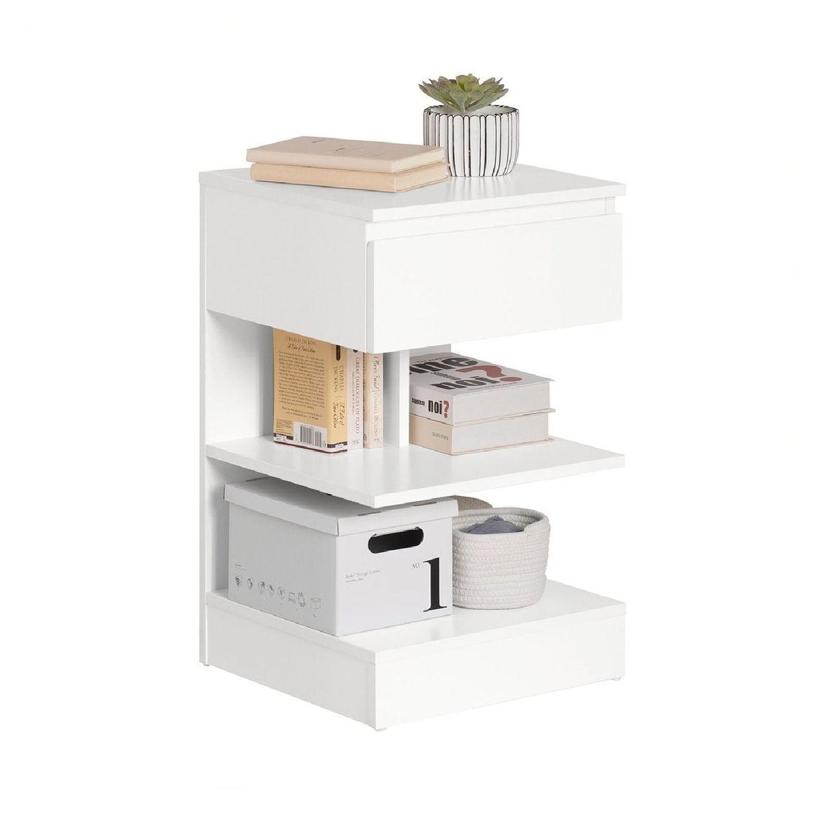 TU MESITA - VELADOR MESA DE NOCHE MARLEN COLOR BLANCO 1 CAJON TU MESITA