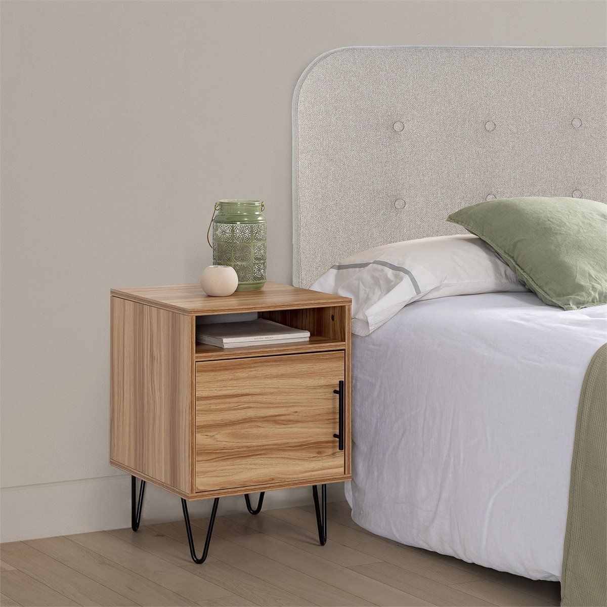 TU MESITA - VELADOR MESA DE NOCHE MITRE COLOR MARRON 1 PUERTA TU MESITA