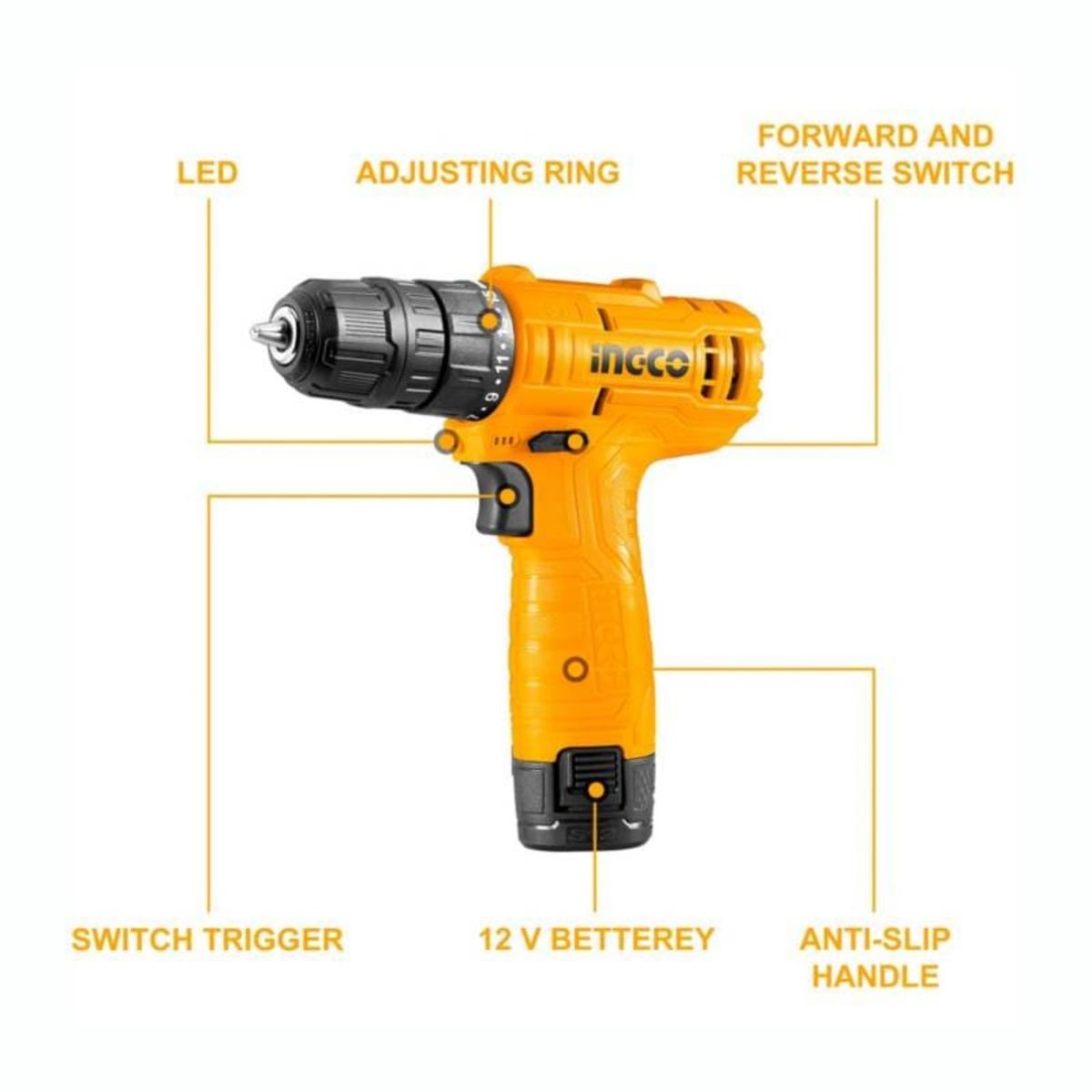 INGCO TOOLS - Taladro atornillador 12v Ingco