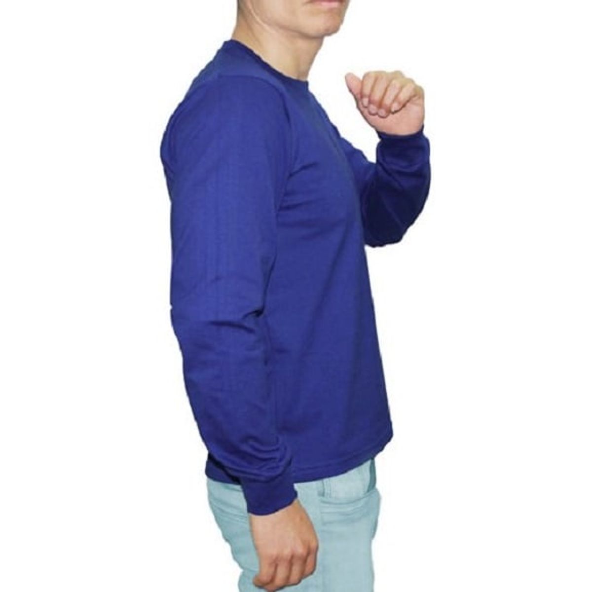 GENERICO - POLO CUELLO REDONDO MANGA LARGA  AZULINO