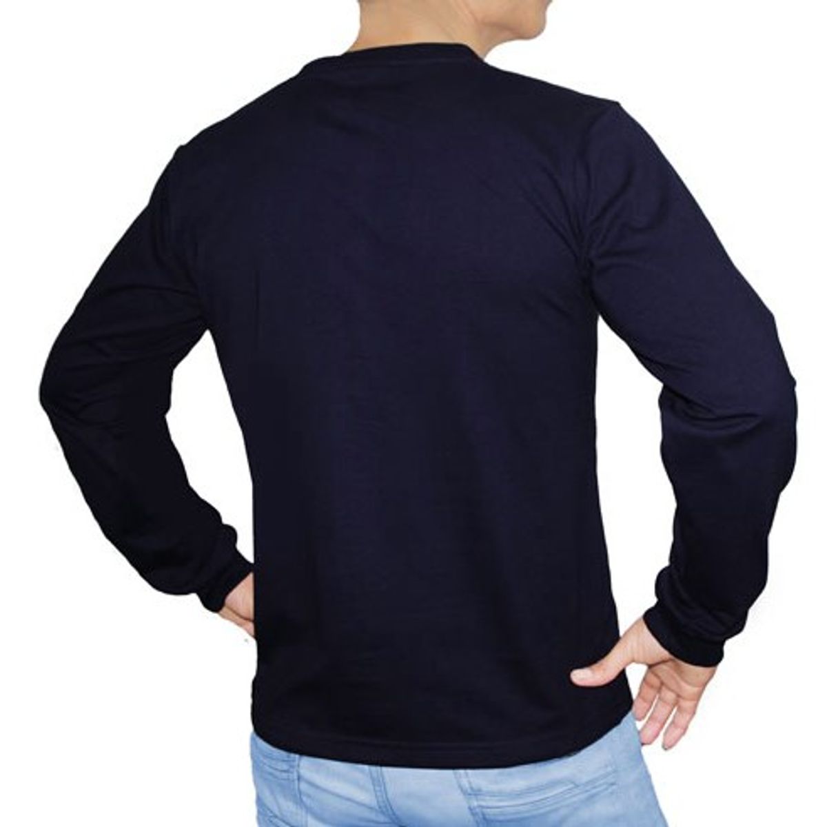 GENERICO - POLO CUELLO REDONDO MANGA LARGA  AZUL MARINO