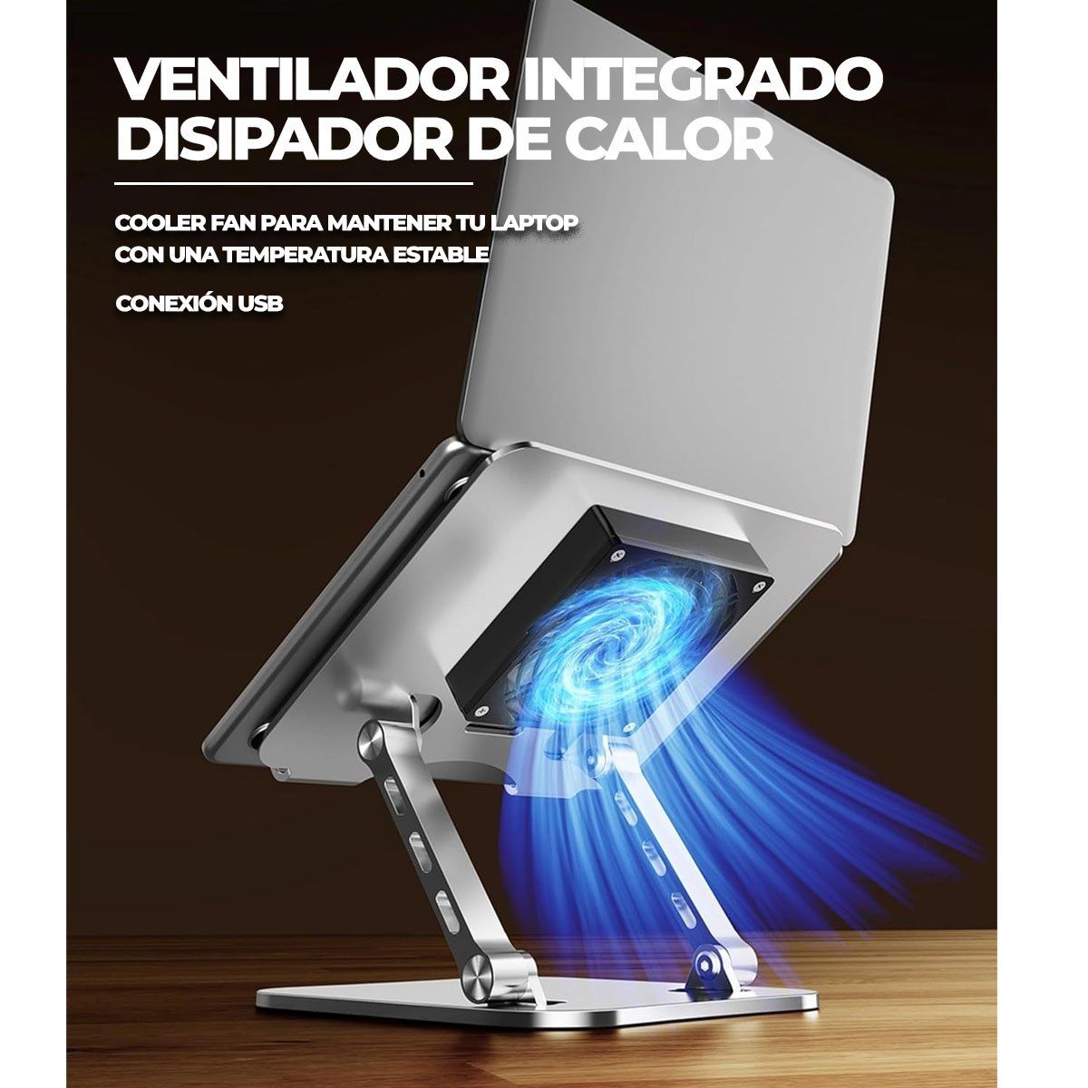 GENERICO - Soporte Plegable Metálico Para Laptop Con Ventilador