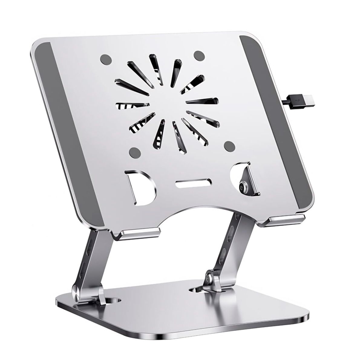 GENERICO - Soporte Plegable Metálico Para Laptop Con Fan Cooler Hasta 17