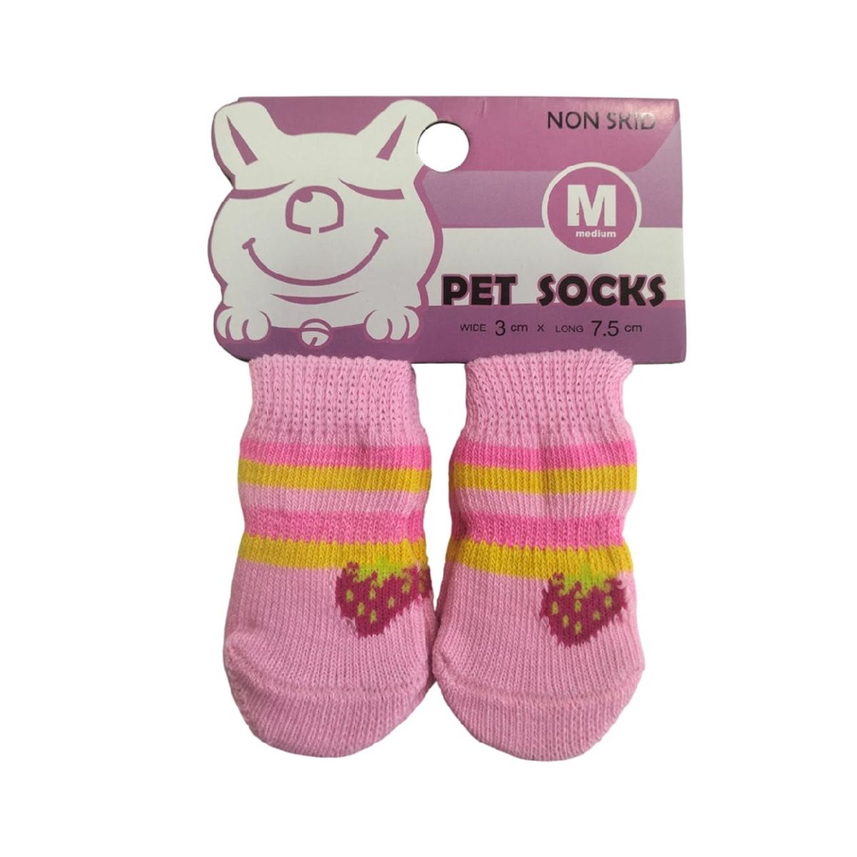 GENERICO - Pack 1 Set de medias antideslizantes fresa rosada talla M