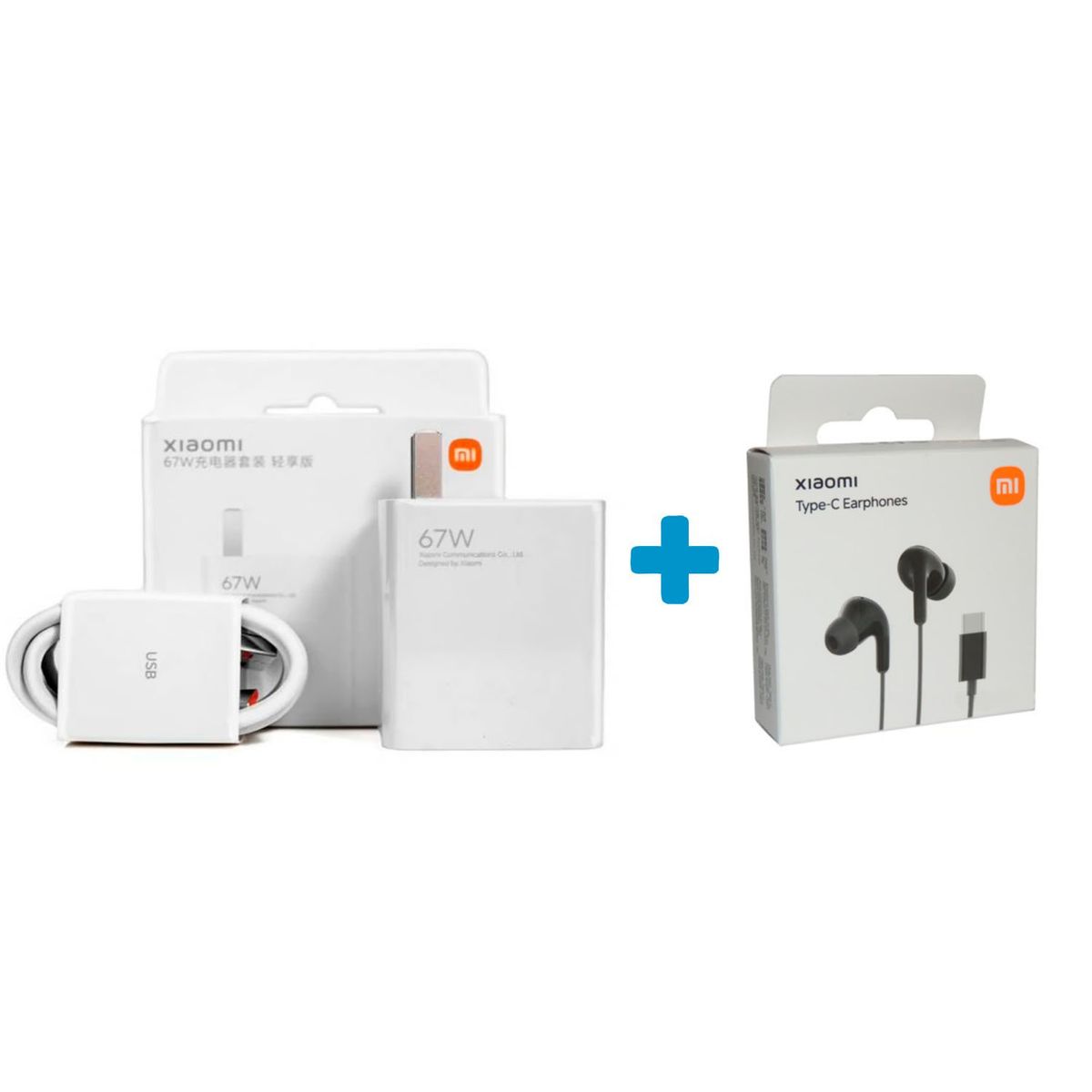 XIAOMI - Cargador Xiaomi 67w Con Cable + Audífonos Tipo C  para Note 13 Pro Plus