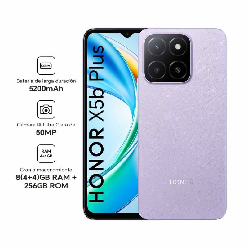 HONOR - Celular Honor X5B Plus Eu 256Gb + 4Gb Purple 50 MP 6.56"
