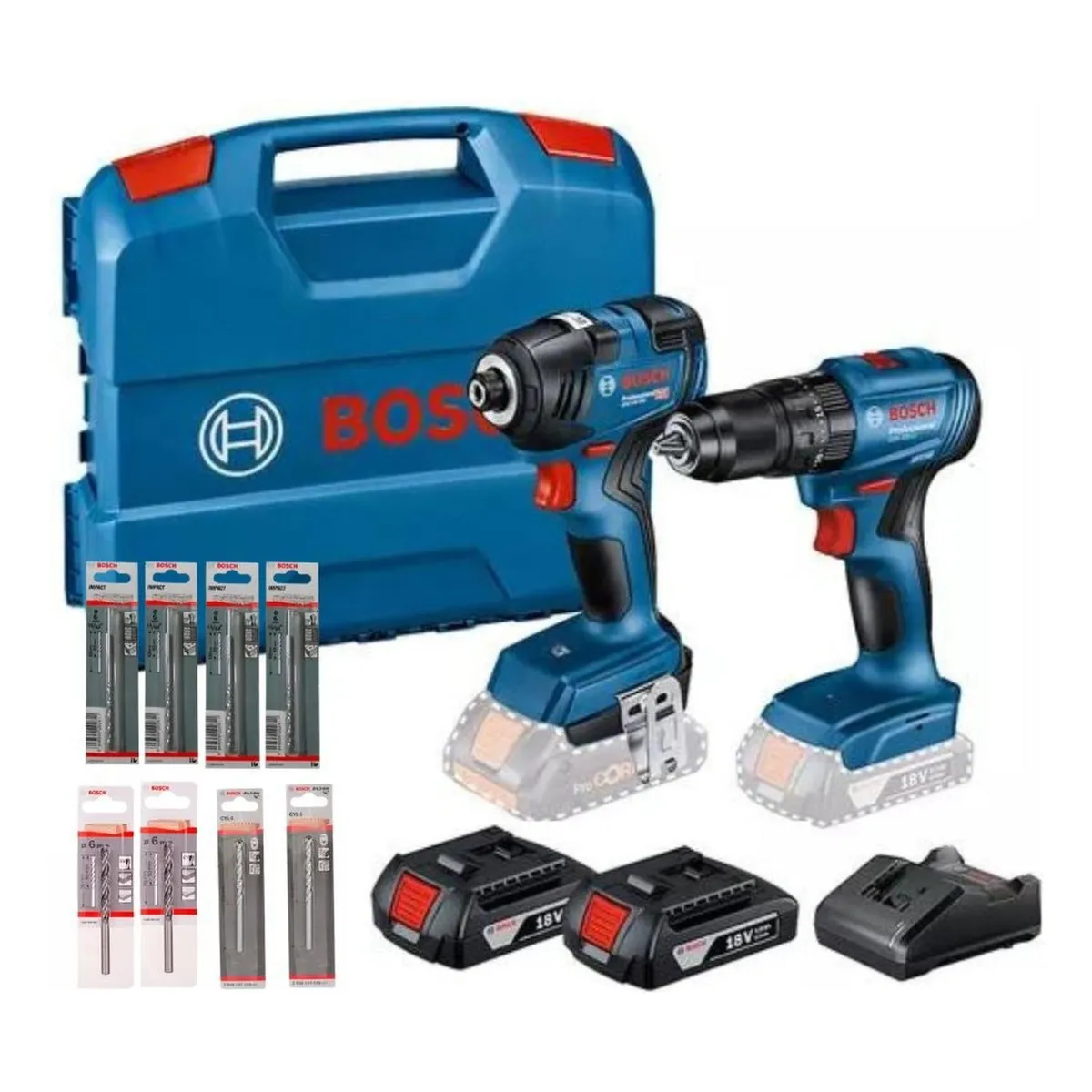 BOSCH - Taladro Percutor GSB 185 200 + Impacto GDR 18V-200 + 8 Broca