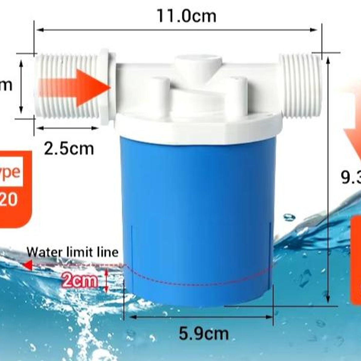 GENERICO - 3x2 Válvula de llenado para tanque de ¾