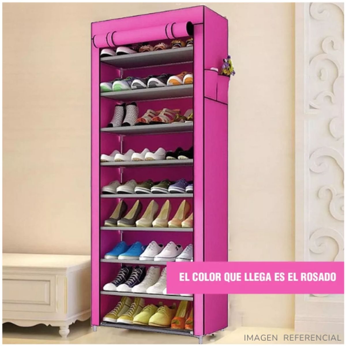 INSPIRA MARKET - Zapatera organizador de 9 niveles FUCSIA