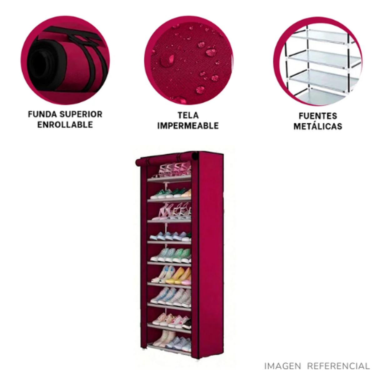 INSPIRA MARKET - Zapatera organizador de 9 niveles Vino