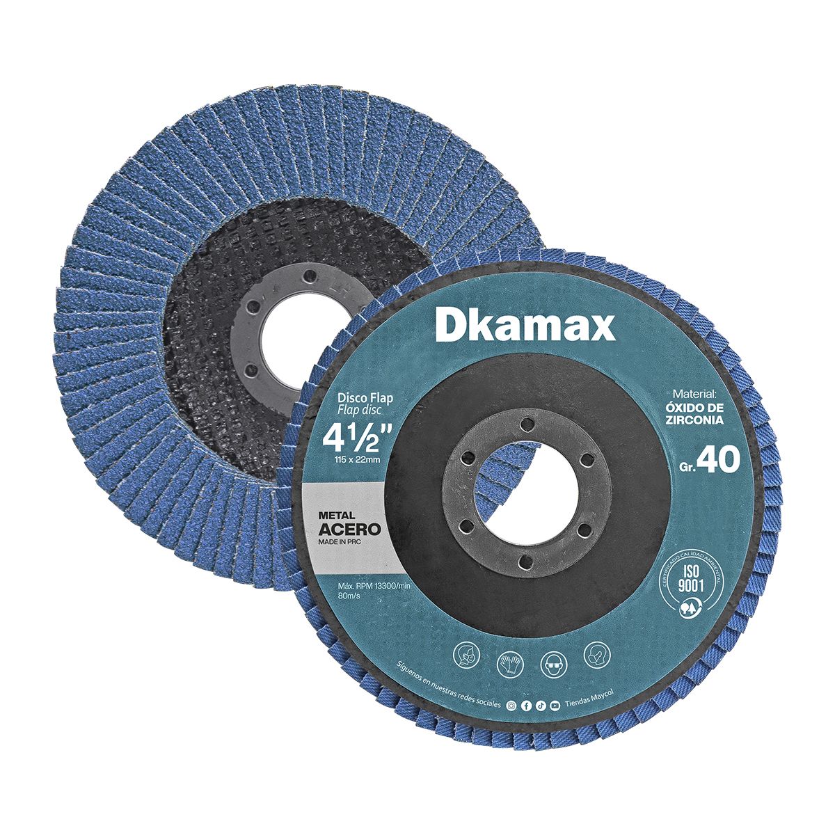 DKAMAX - Pack x10 discos flap de zirconia 4 1 / 2 " grano P40 DKAMAX
